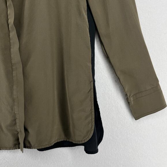 VINCE Top Women 8 Silk Crepe de Chine Colorblock Tunic Keyhole Long Sleeve Black - Picture 10 of 16